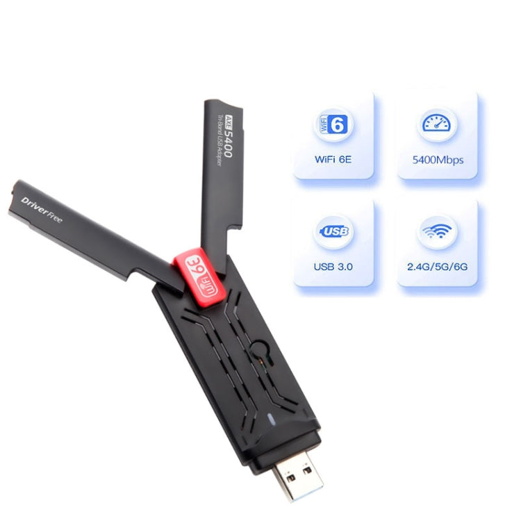 AX5400M 2.4G/5G/6G WIFI 6E Standard USB 3.0 Network Card WIFI Transmitter Receiver, Black, Red AX5400M 2.4G/5G/6G WIFI 6E Standard USB 3.0 Network Card WIFI Transmitter Receiver, Black, Red
